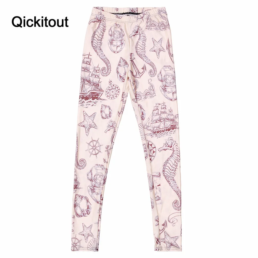 Qickitout Hot Sexy моды Пиратская Легинсы Брюки для девочек цифровая печать Морской Brown