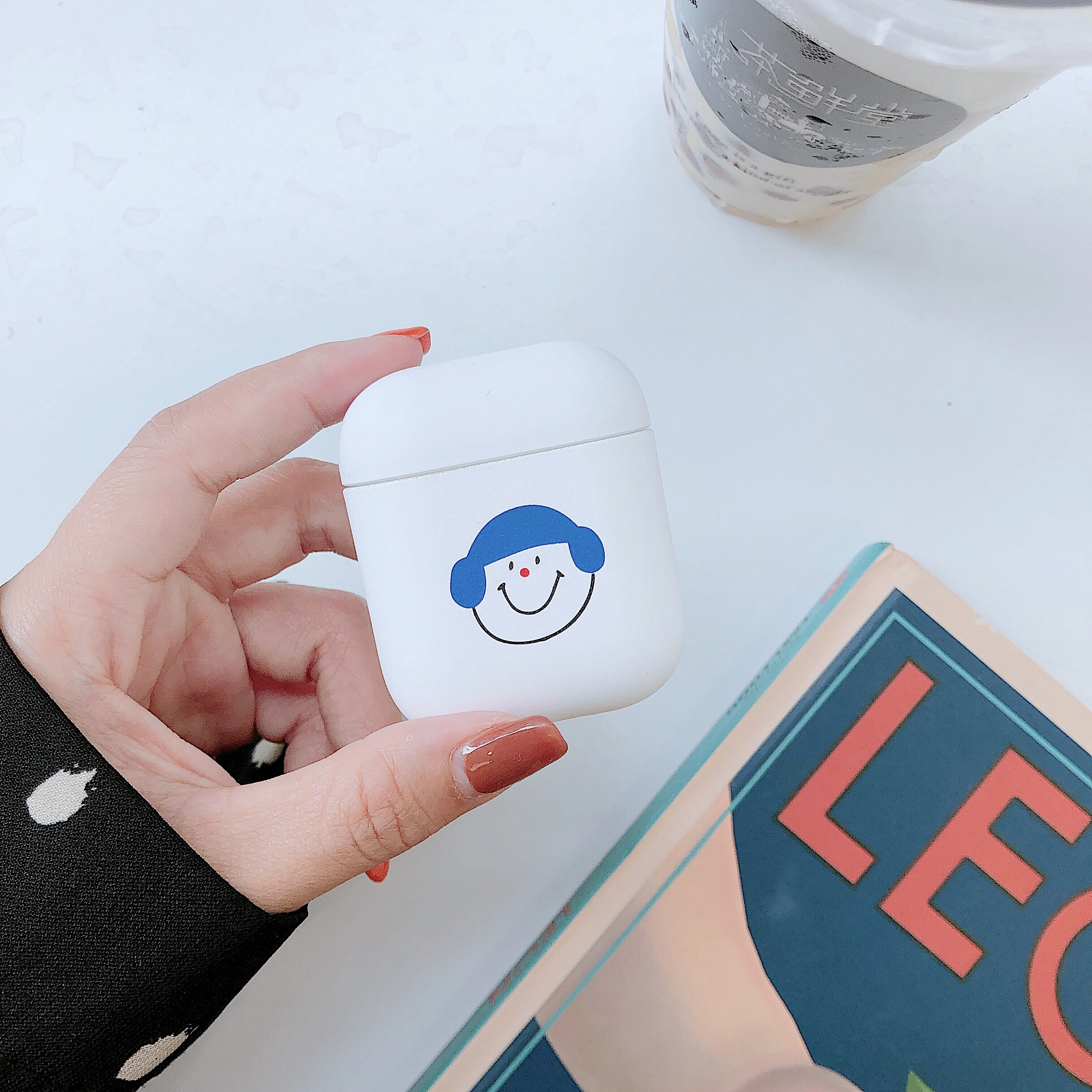 Милый простой мультяшный чехол с улыбкой для Airpods Жесткий ПК беспроводной Bluetooth