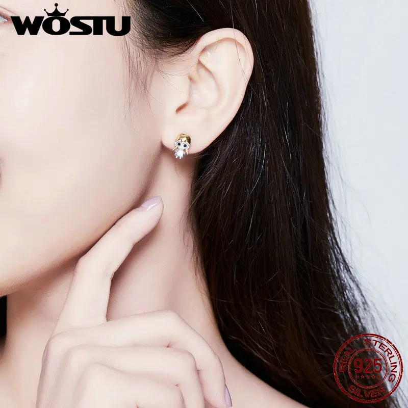 WOSTU 100% Стерлинговое Серебро 925 пробы милые женские серьги-гвоздики для девушек