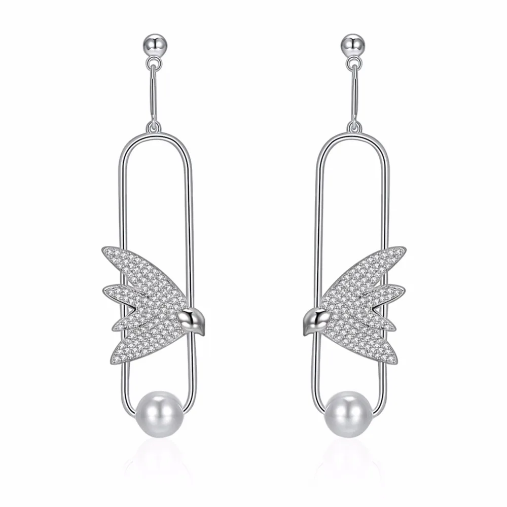 Женские серебряные серьги ювелирное изделие в виде ласточки кольцо для ушей