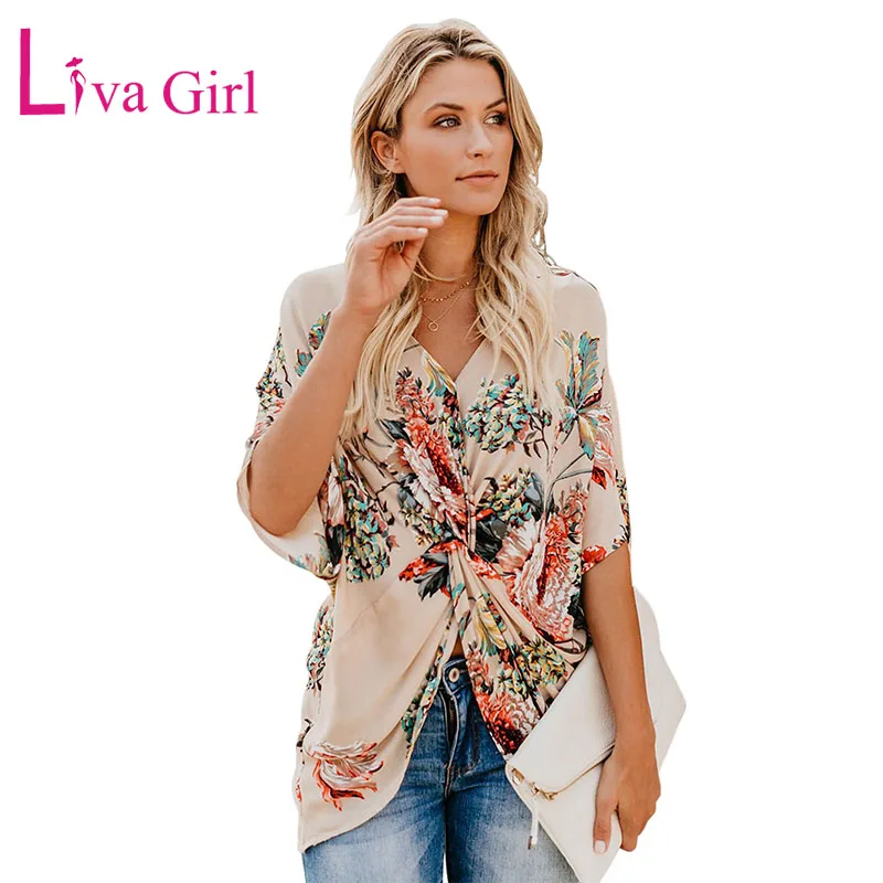 Повседневные летние блузки и топы LIVA GIRL с цветочным принтом Amaryllis женские