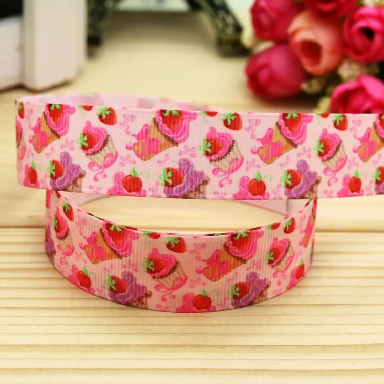 

7/8inch Free Shipping Cupcake Printed Grosgrain Ribbon Hairbow Headwear Party Decoration Diy Wholesale OEM 22mm P5417