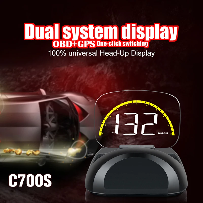 Автомобильный дисплей C700s HUD на лобовое стекло OBDII + GPS система Предупреждение о