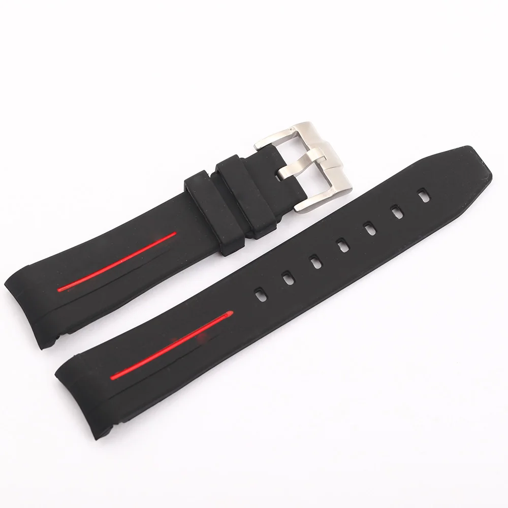 Мужской силиконовый ремешок для часов 20 мм резиновый черный синий зеленый