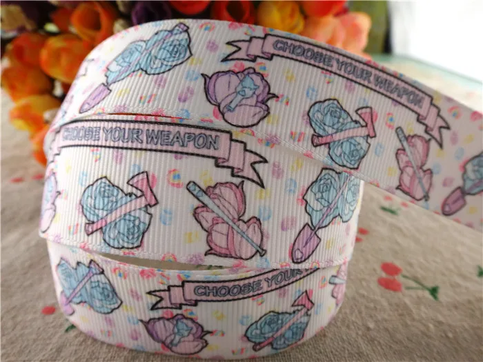 6 18092727, " 25 мм 10 ярдов с цветочным принтом grosgrain ленты DIY волосы луки ручной работы материалы - Цвет: 6
