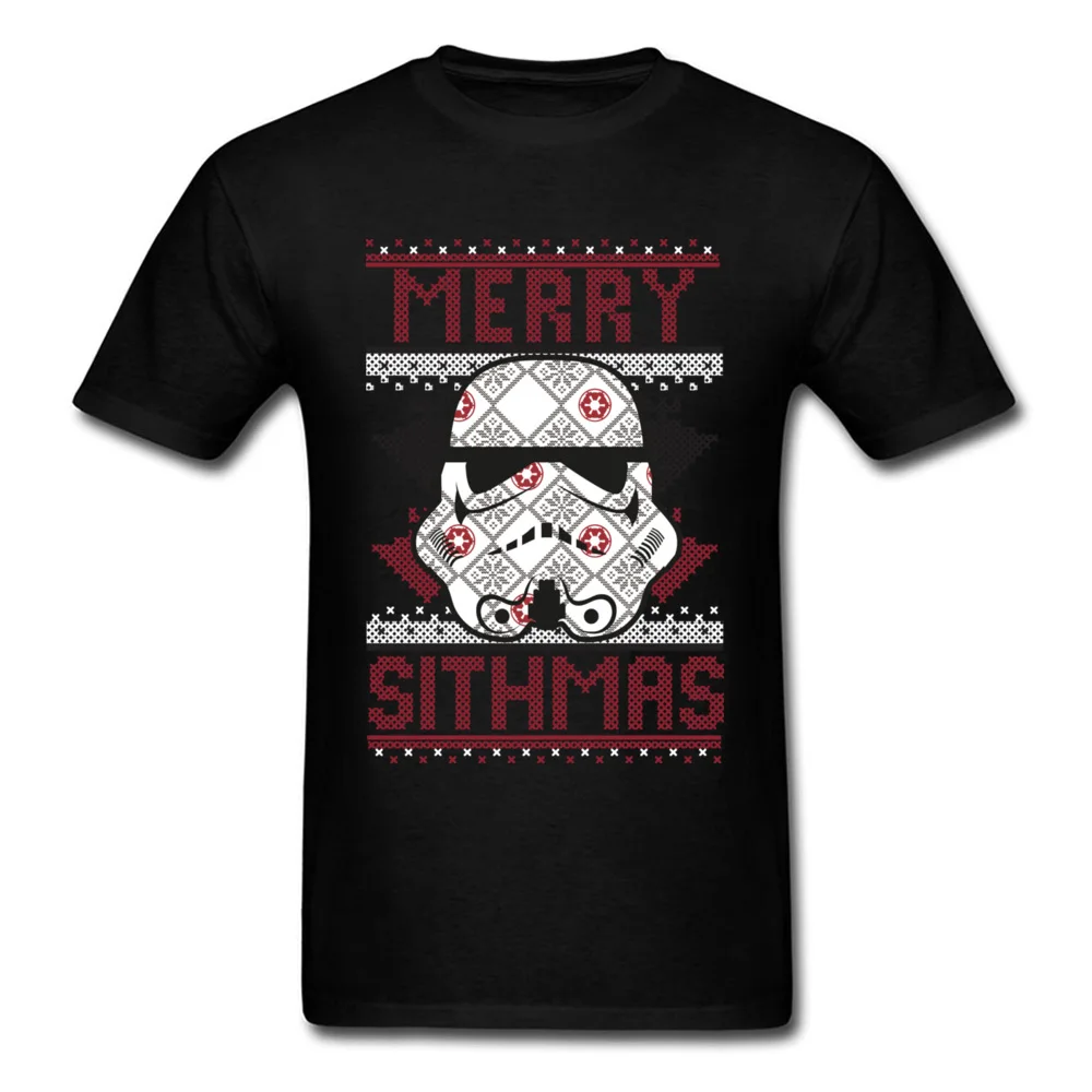 Merry Sithmas Футболка мужская Звездные войны футболка Рождественский свитер футболка с коротким рукавом топы с принтом штурмовика Забавный подарок - Цвет: Черный