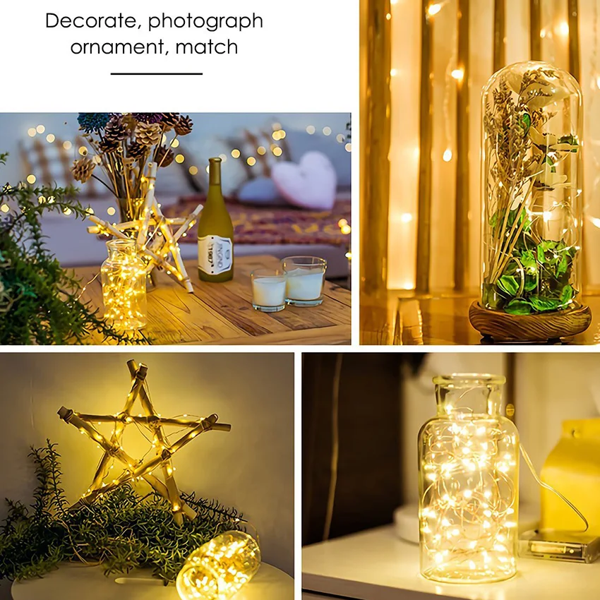 

1M 2M 3M Silver Copper Wire Led Fairy String Lights Battery Powered Holiday lighting For Christmas Tree Wedding Party Decoration