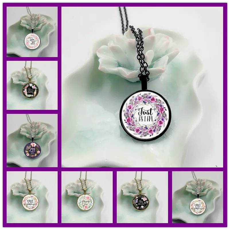 

HOT! 2018 New Bible Verses Necklace Glass Dome Pendant Necklaces Scripture Quote Jewelry Christian Faith Inspirational Gifts