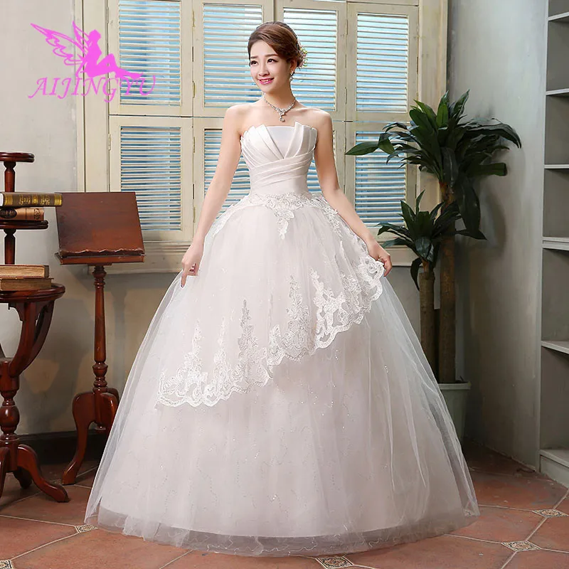 

AIJINGYU 2021 ivory Customized new hot selling cheap ball gown lace up back formal bride dresses wedding dress WK465