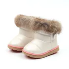 Модные зимние ботинки для девочек; Теплые плюшевые ботинки с мягкой подошвой для маленьких девочек; Кожаные зимние ботинки для малышей