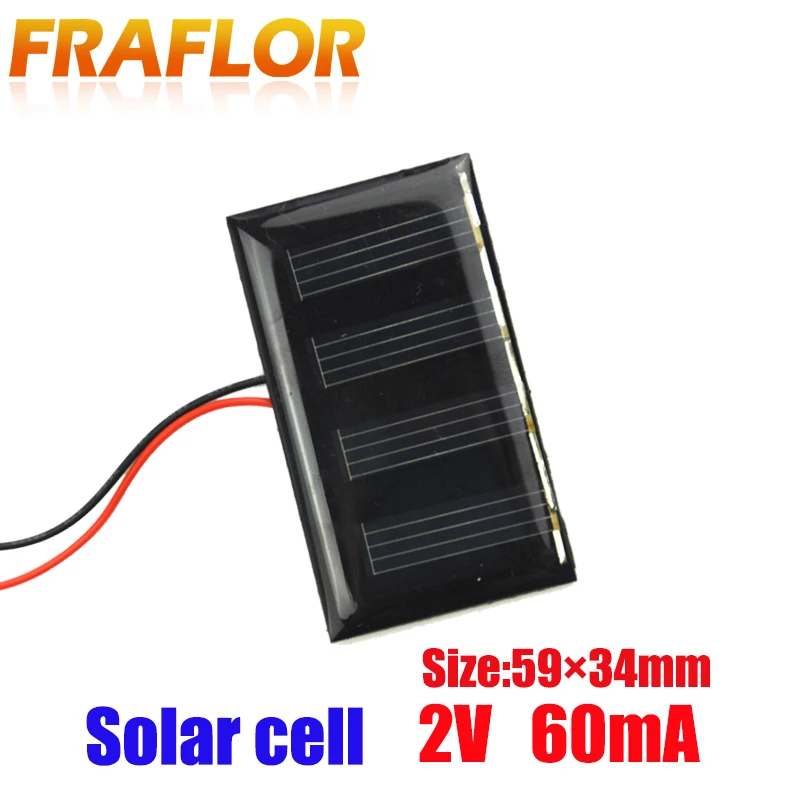 Портативная солнечная панель Fraflor 2 в 60 мА 5 шт./лот высокоэффективное