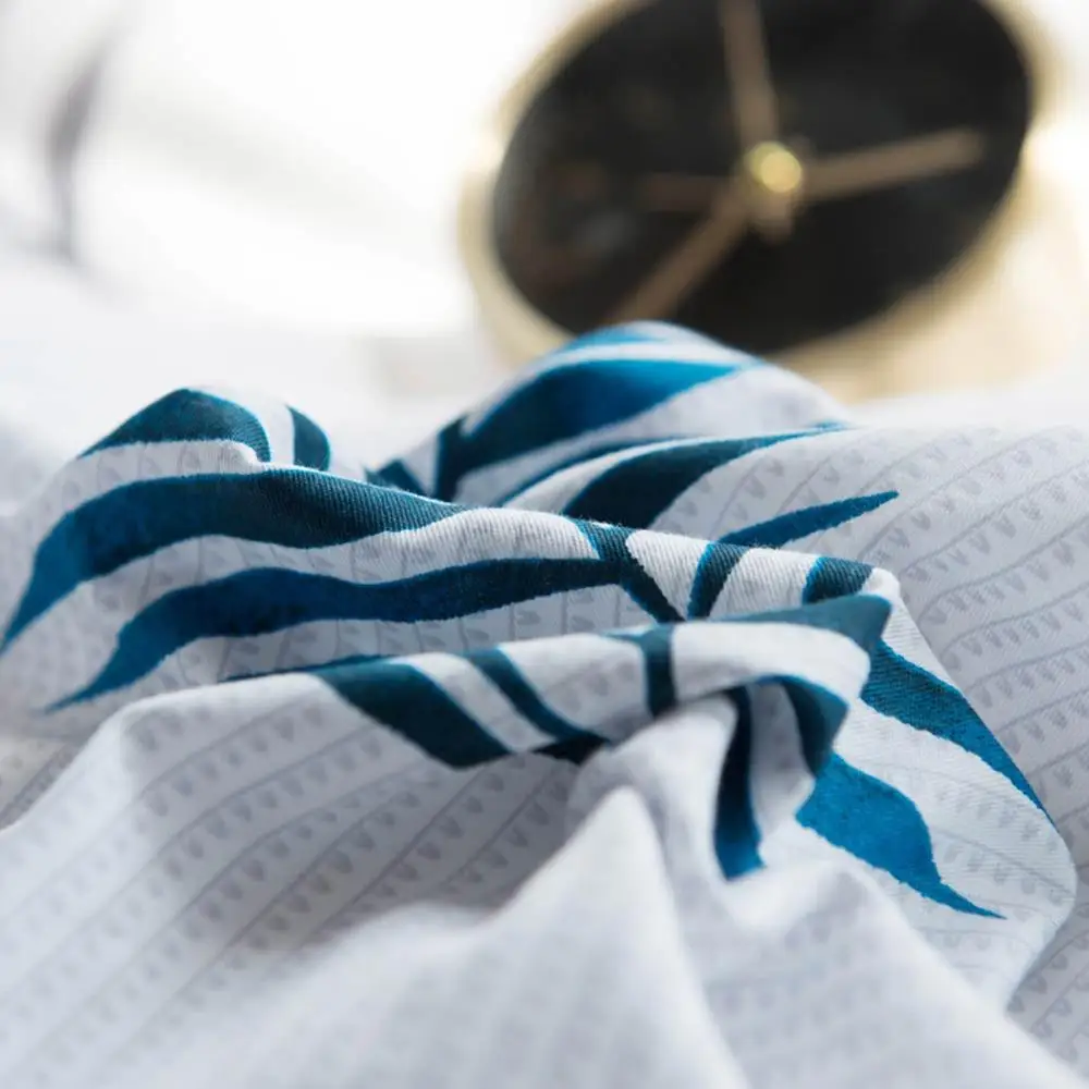 2019 пасторальные голубые листья постельное белье пододеяльник набор хлопковый