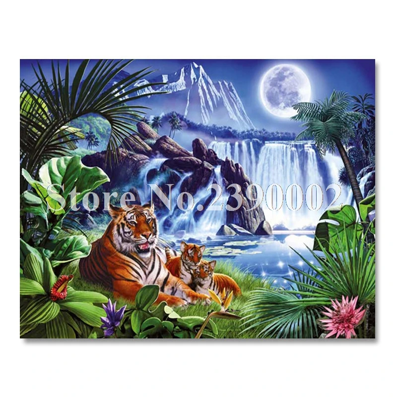 

Animal Diamond Embroidery 5D DIY Diamond Painting Christmas Moon Waterfall Tiger Cross Stitch Full Rhinestone Diamond Mosaic