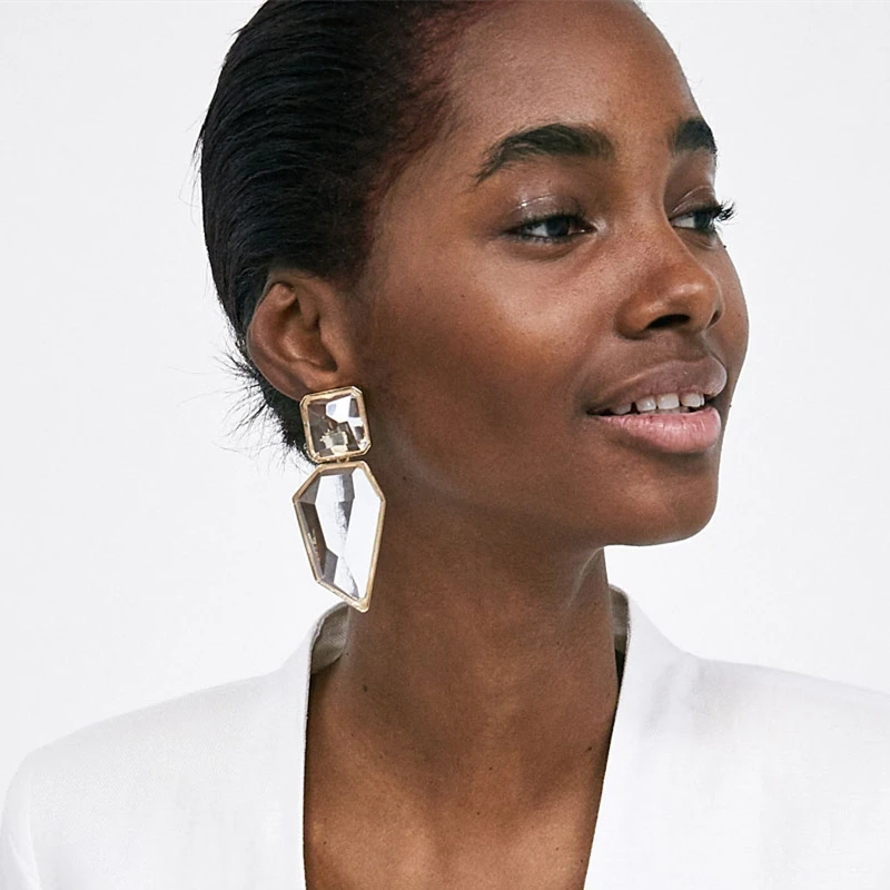 

JURAN Exaggerated Big Geometric Statement Dangle Earrings For Women Boho Clear Resin OL Style Earrings 2021 ZA Jewelry