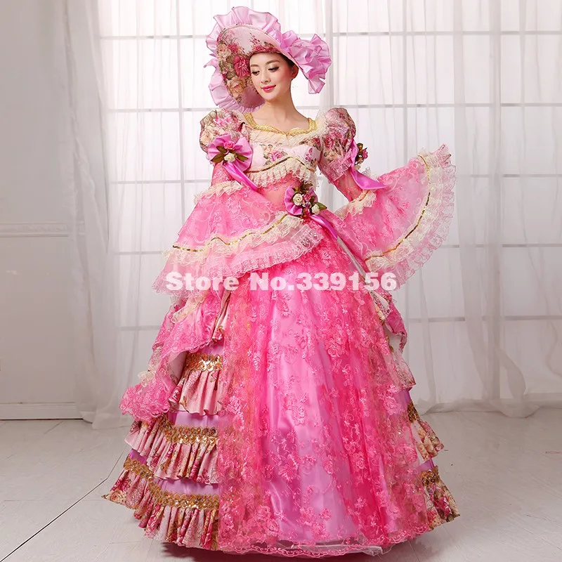 Высококачественный розовый королевский корт Рококо Мария Антуанетта Платье для