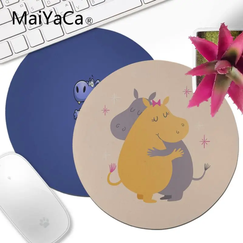 MaiYaCa Custom Skin cute hippopotamus игровые коврики резиновые для мыши круглые 22x22 см 20x20cm |