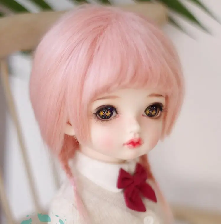 Новый 1/12 (12 см) 3 4 дюймовый 9 10 см 1/8 5 дюймов 14 BJD плюшевые тканевый парик пик розовый