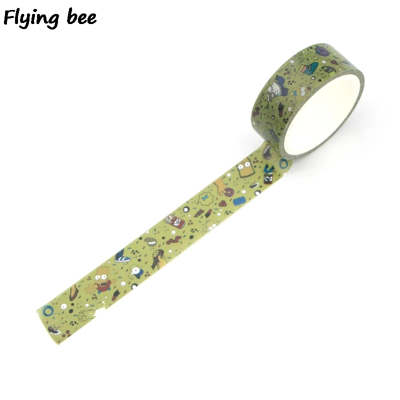 Flyingbee 15 мм X 5 м Бумага васи лента мультфильм милый забавный клейкая лента дети DIY Скрапбукинг Маскировочные наклейки ленты X0333