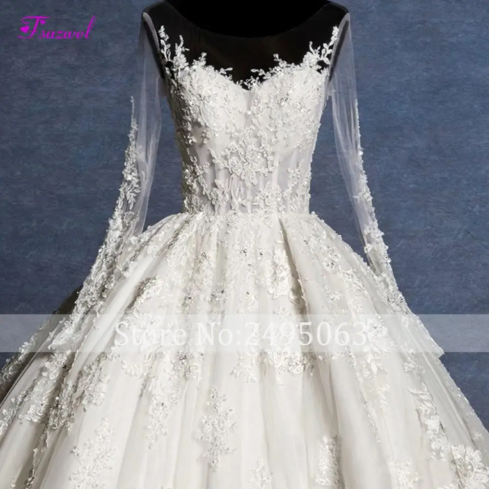 Fmogl Vestido de Noiva бальное платье с длинным рукавом и аппликацией в виде часовни