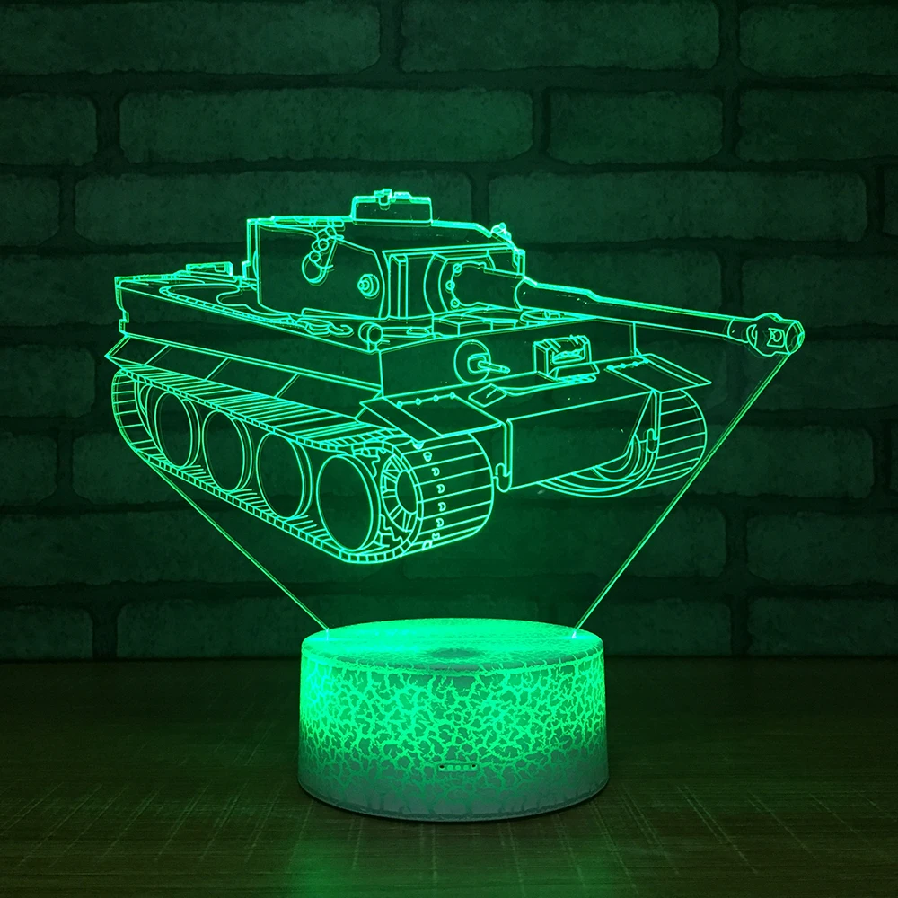 Tanks3D ночник креативная Иллюзия 3d лампа светодиодная 7 цветов меняющая Настольная
