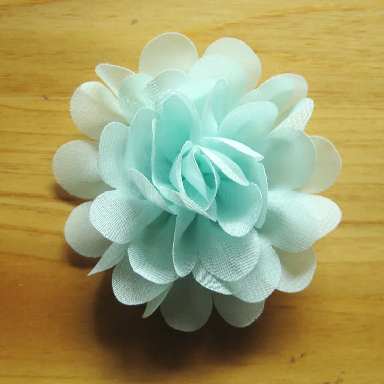2turquoise Nishine, 10 шт./лот, 20 цветов, 2,8 дюймов, сатиновый шифон, цветы для маленьких девочек, повязка на голову, украшение для волос, Детские аксессуары для волос - Цвет: 2turquoise