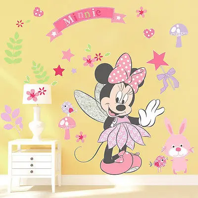 Красивая настенная виниловая наклейка Минни DIY Декорация для спальни девочек
