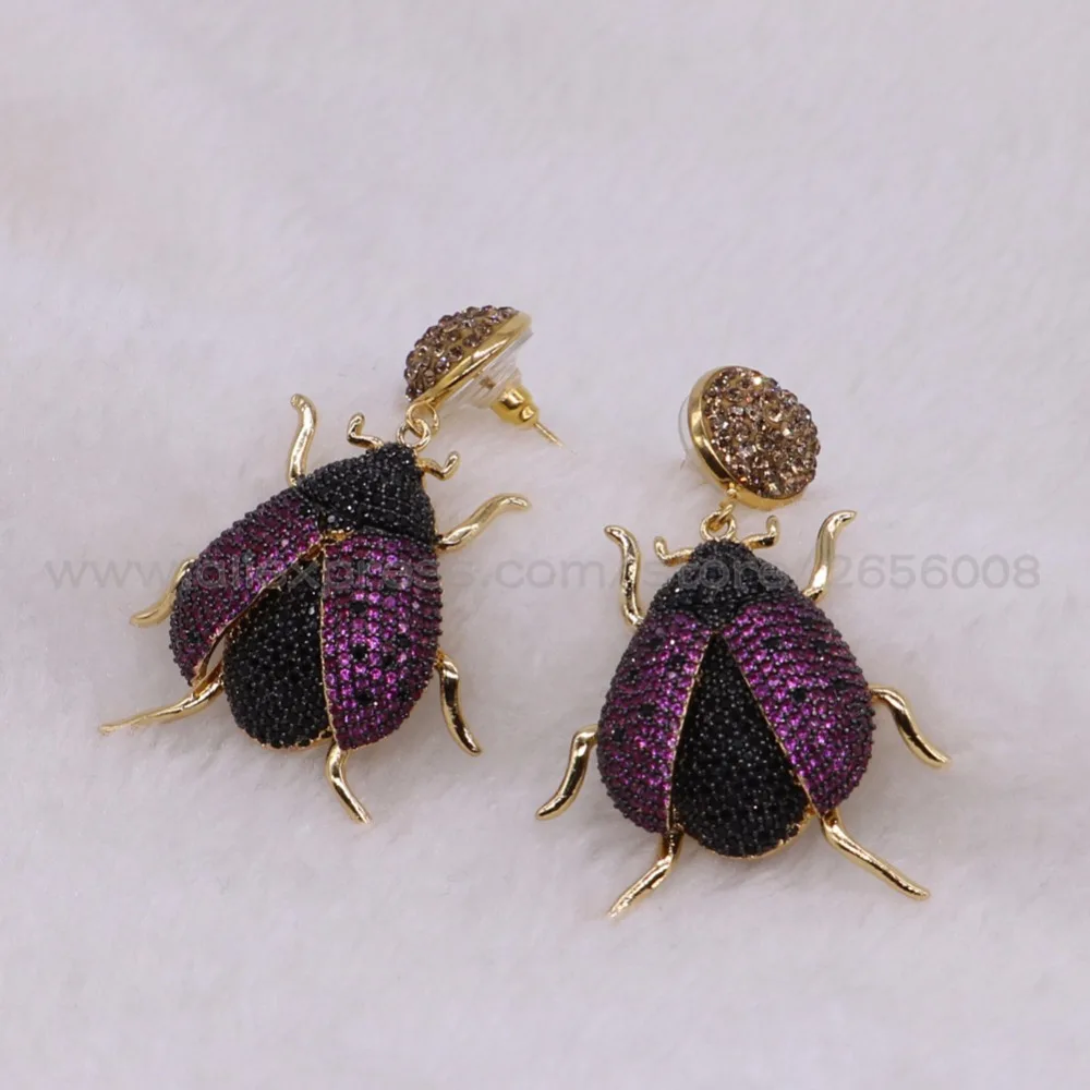 Новый! Серьги в виде насекомых Micro pave высококачественные серьги жуки из