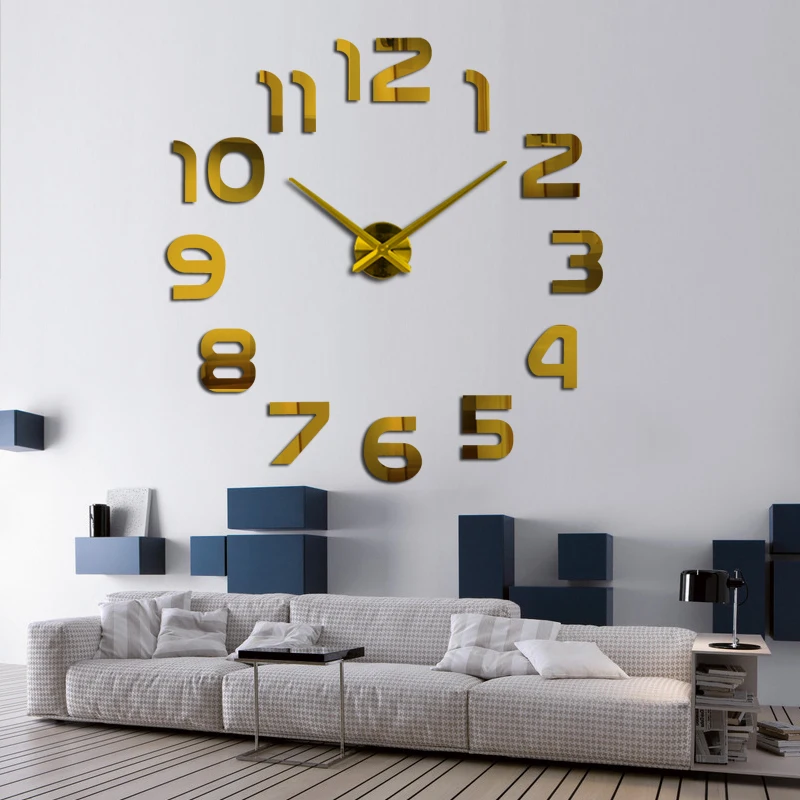 Новинка 2016 часы настенные horloge 3D DIY акриловые зеркало Наклейки украшения дома