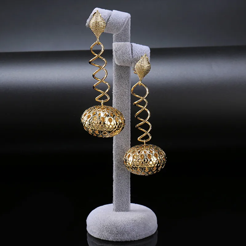 Оптовая продажа топ изысканный Дубай большие длинные висячие серьги ювелирные