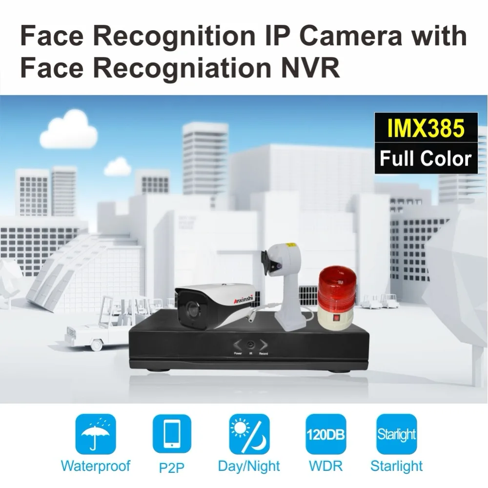 2.0MP полноцветная WDR 120Db sony Imx385 IR Bullet интеллектуальная ip-камера распознавания лица с 4ch распознаванием лица NVR POE P2P