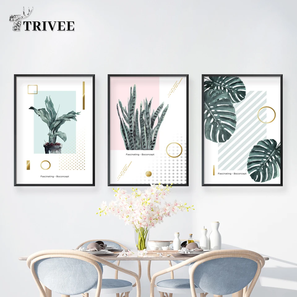 Современная печать холст зеленые пальмы листья Масляные картины Monstera без рамки