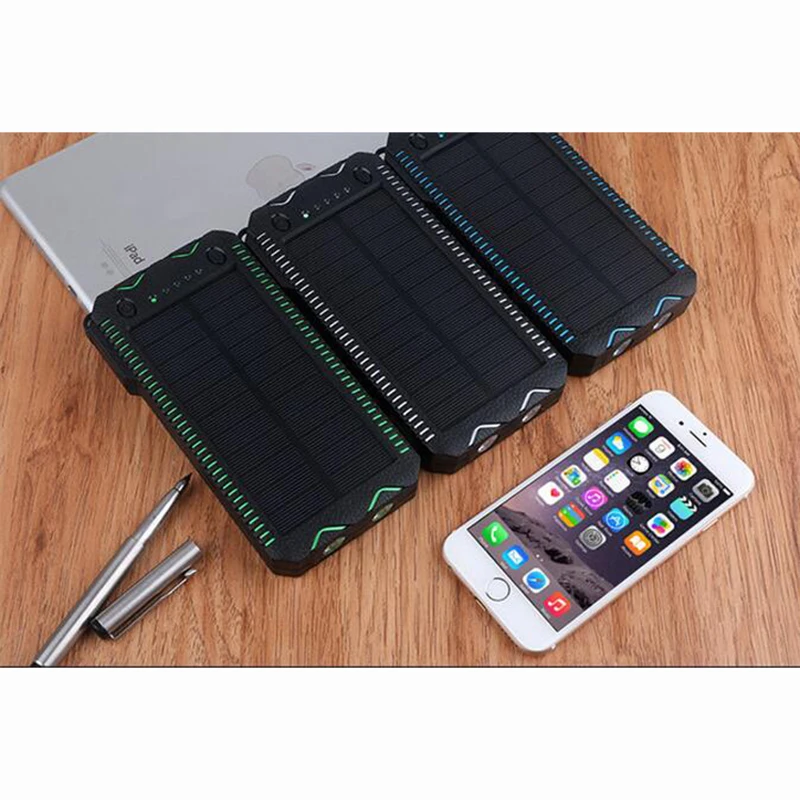 15000mAh солнечный банк питания Портативный внешний аккумулятор на солнечной батареи зарядное устройство с электрическая зажигалка для сигарет для смартфона