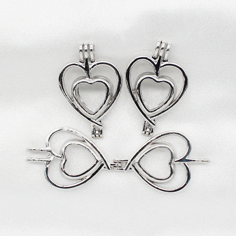 10 шт посеребренные ЛЮБОВЬ сердце жемчужная клетка Духи Эфирное масло медальоны