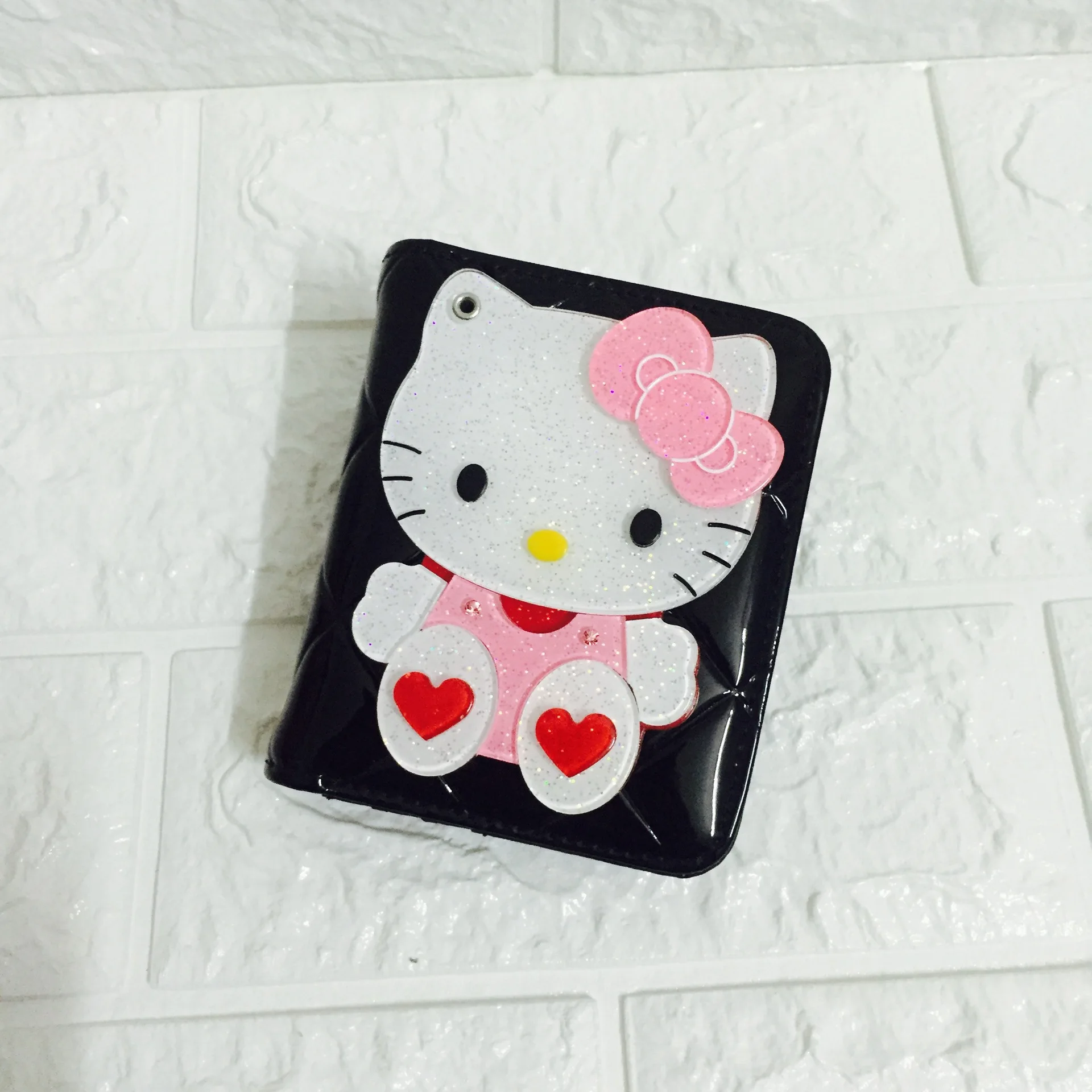 Модный маленький короткий кошелек с сердечками hello kitty женский кожаный кошельки