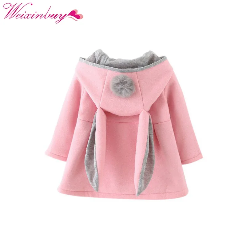 WEIXINBUY Rabbit Ear Hooded Girls Coat Spring Top Autumn Winter Warm Kids Jacket Outerwear Children Clothing Baby Tops | Детская одежда