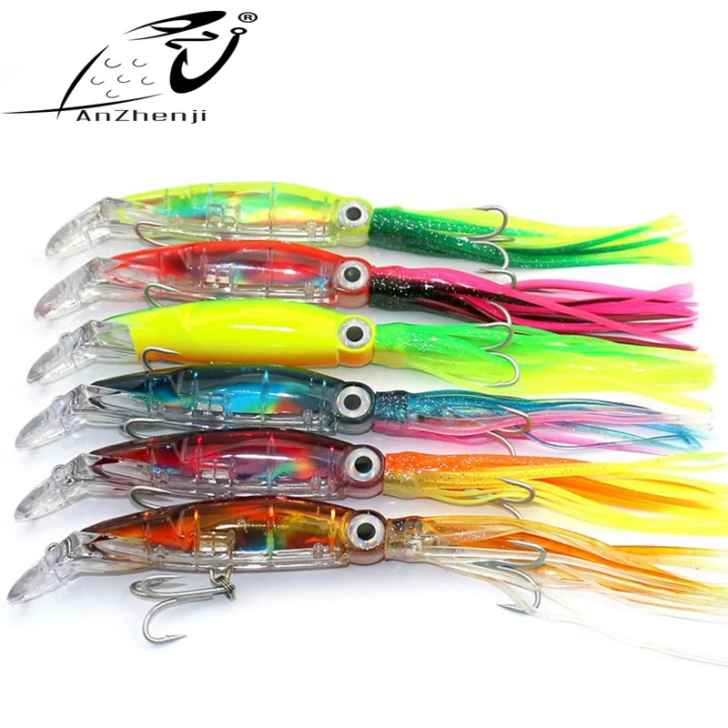 

New 30pcs High Quality Lifelike Octopus Squid Jig Fishing Lure 14cm/42g 6 Colors Available Fishing Bait with Treble Hook Tackle