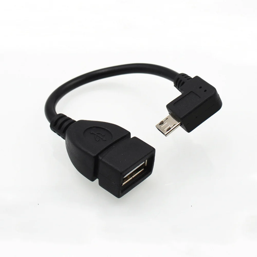Переходник OTG с прямым углом 13 см USB A мама Micro B папа черный для телефонов Samsung LG Xiaomi