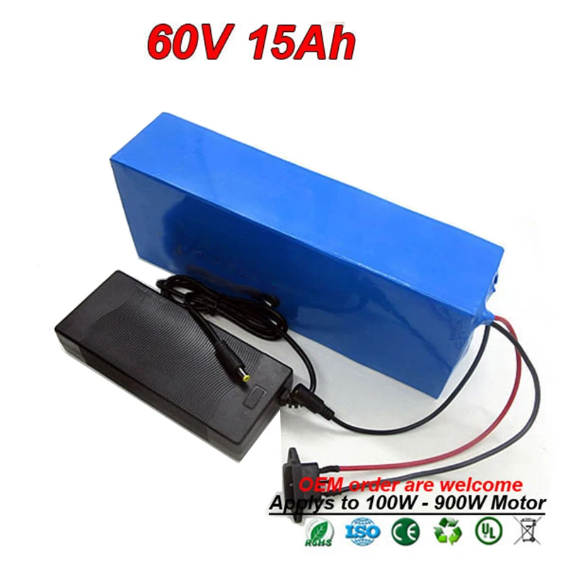 60V 15Ah 750W 500W батарея для электрического велосипеда литий ионная чехол