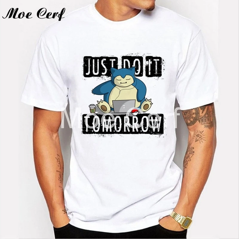 Футболка с надписью «Snorlax sleep tea», креативная футболка с аниме, Мужская футболка с покемоном, облегающая футболка с круглым вырезом, хипстерские топы, футболки, L1-R34