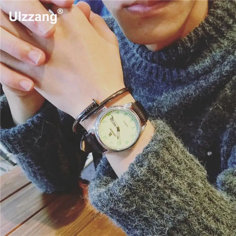 Черные модные 100% новое поступление кожаные Волшебные кварцевые наручные часы