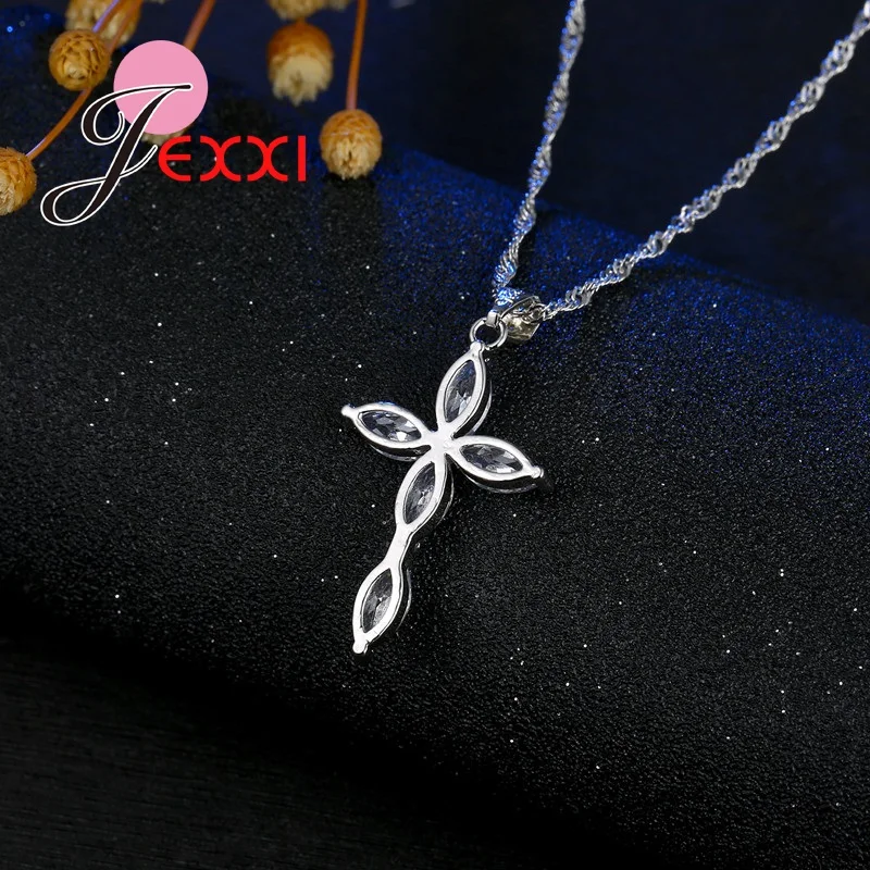

925 Sterling Silver Women Girls Jewelry Set Shiny CZ Girls Necklace & Earrings Accessories Fashion Jewelry