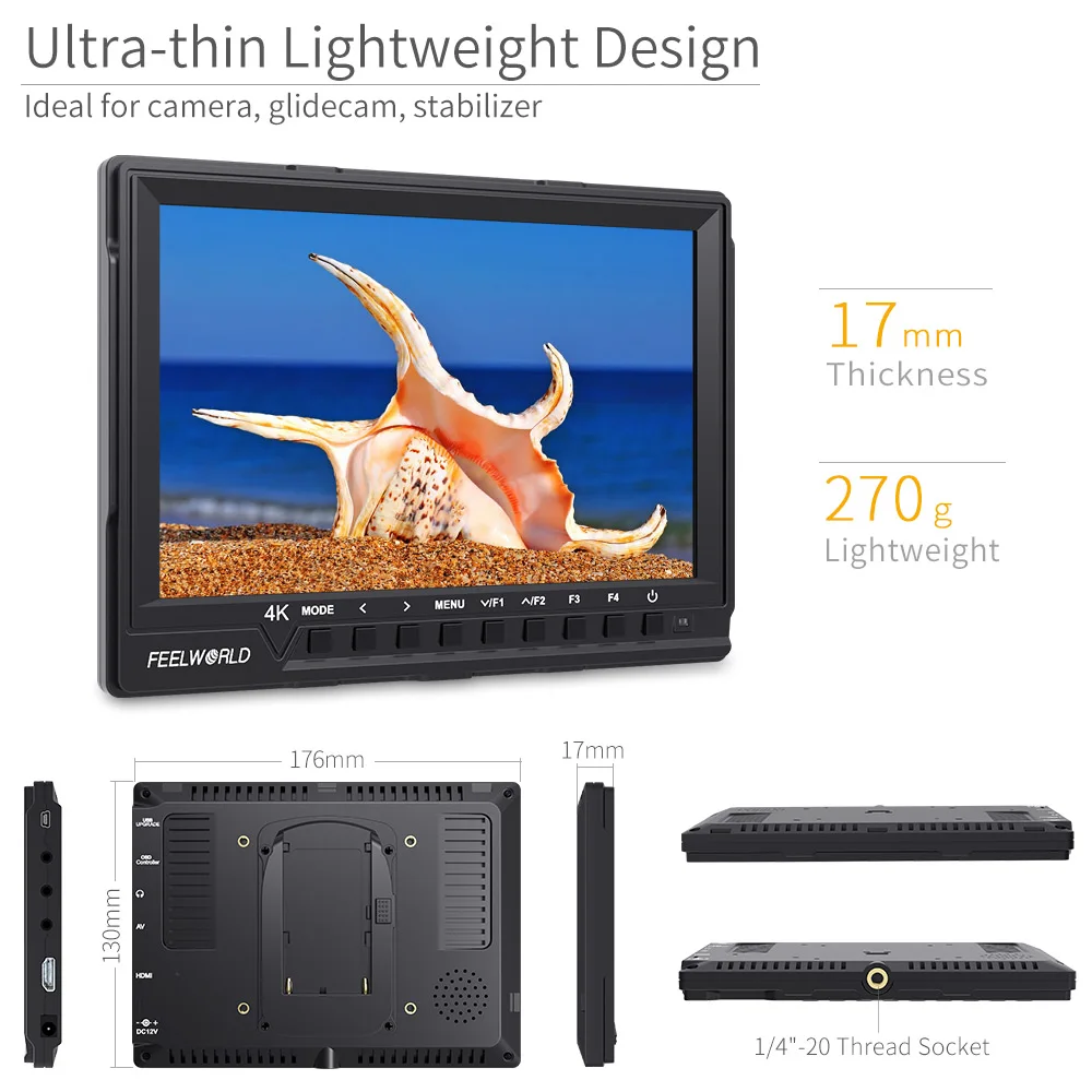 online Feelworld 7 Polegada IPS 4 K Full HD 1920x1200 HDMI Campo On-Camera Monitor Com Peaking Foco Auxiliar De Histograma Zebra FW760