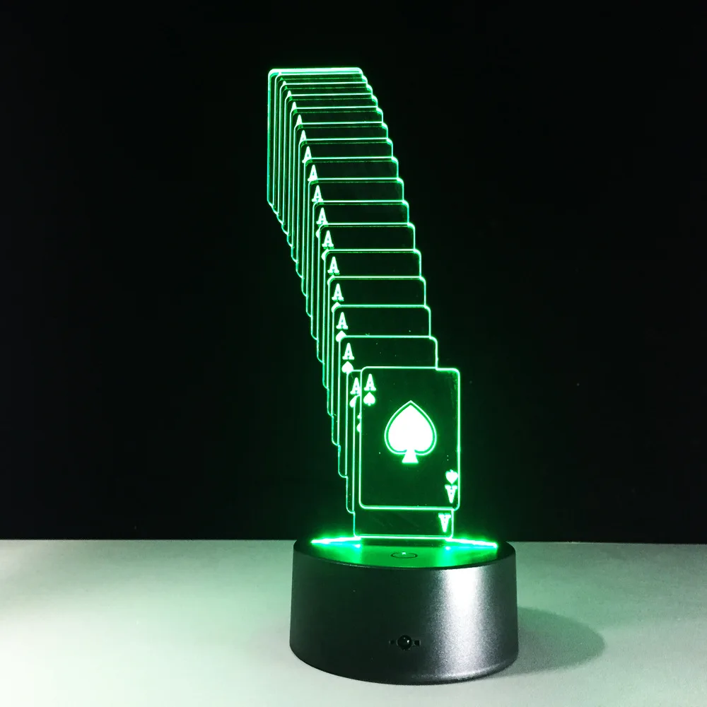 Креативная 3D светодиодсветодиодный USB лампа для покера волшебное украшение 7