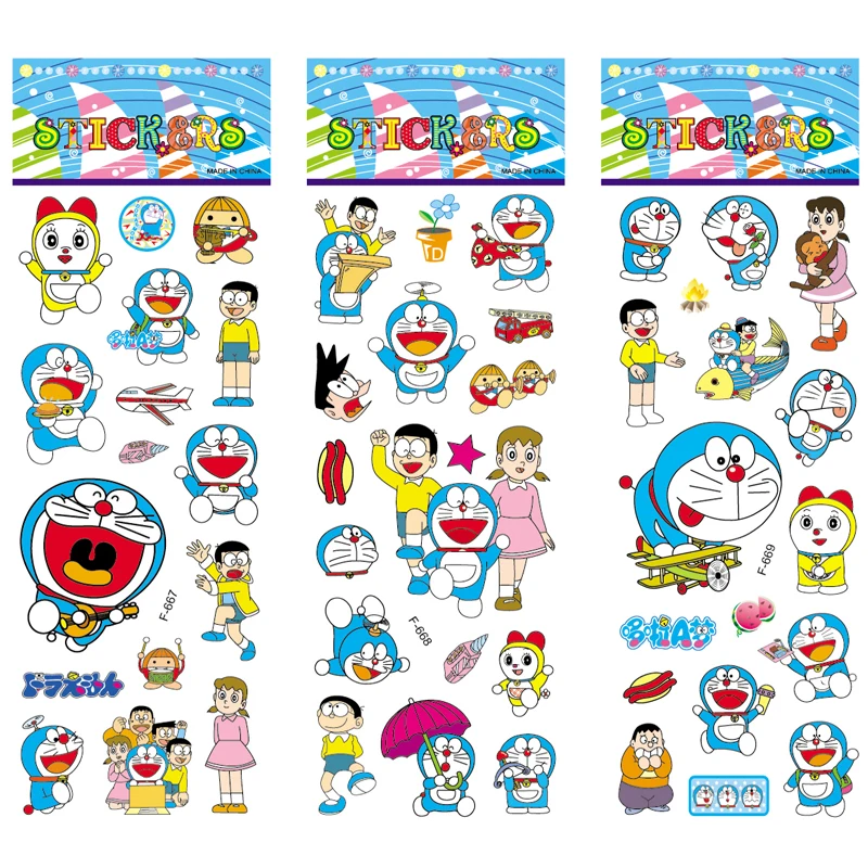 12 листов/набор Doraemon стикер Скрапбукинг игрушки для детей Мультяшные 3D наклейки s Дети Девочки Мальчики ПВХ Пузырьковые наклейки s