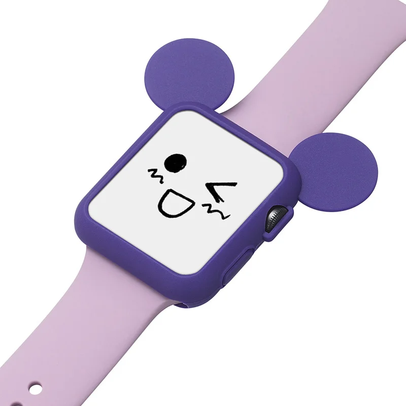 Милый мягкий силиконовый чехол для часов с Микки + ремешок Apple Watch Series 3 2 1 iWatch 42 мм 38