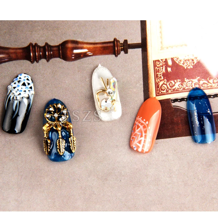 

10pcs/lot Gold Dreamcatcher Leaves Nail Art Accessories Decoration Manicure New DIY