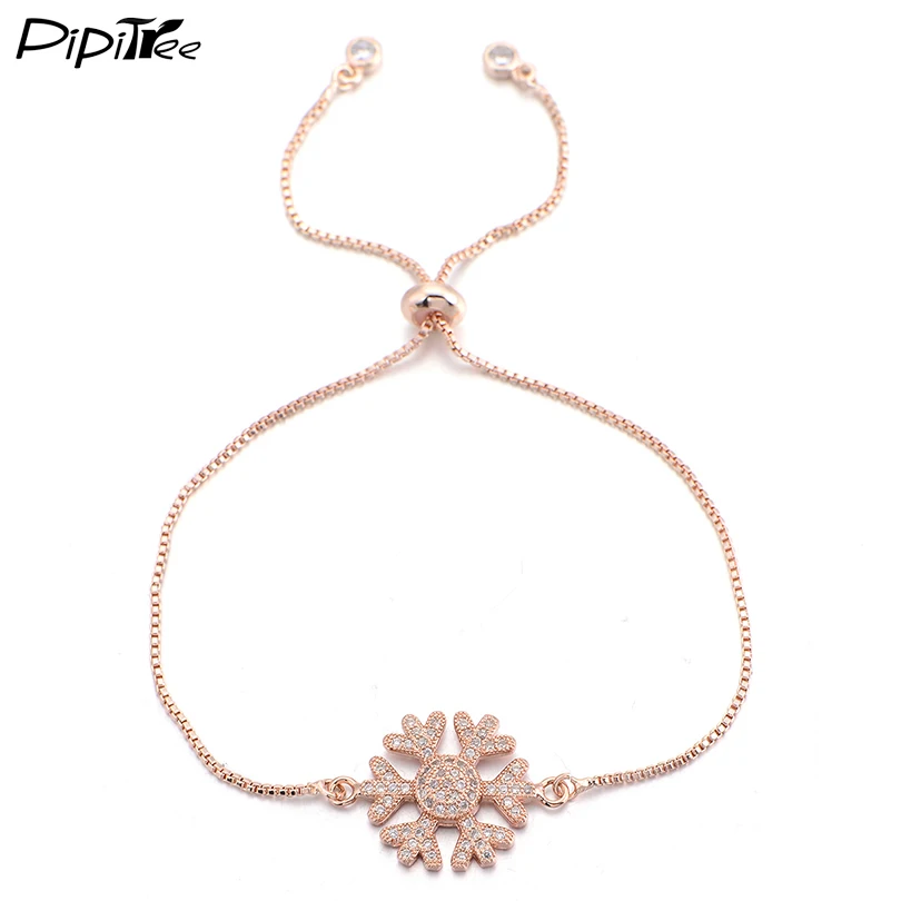 Браслет Pipitree со снежинками и цветами для женщин мужские шармы цвета розового