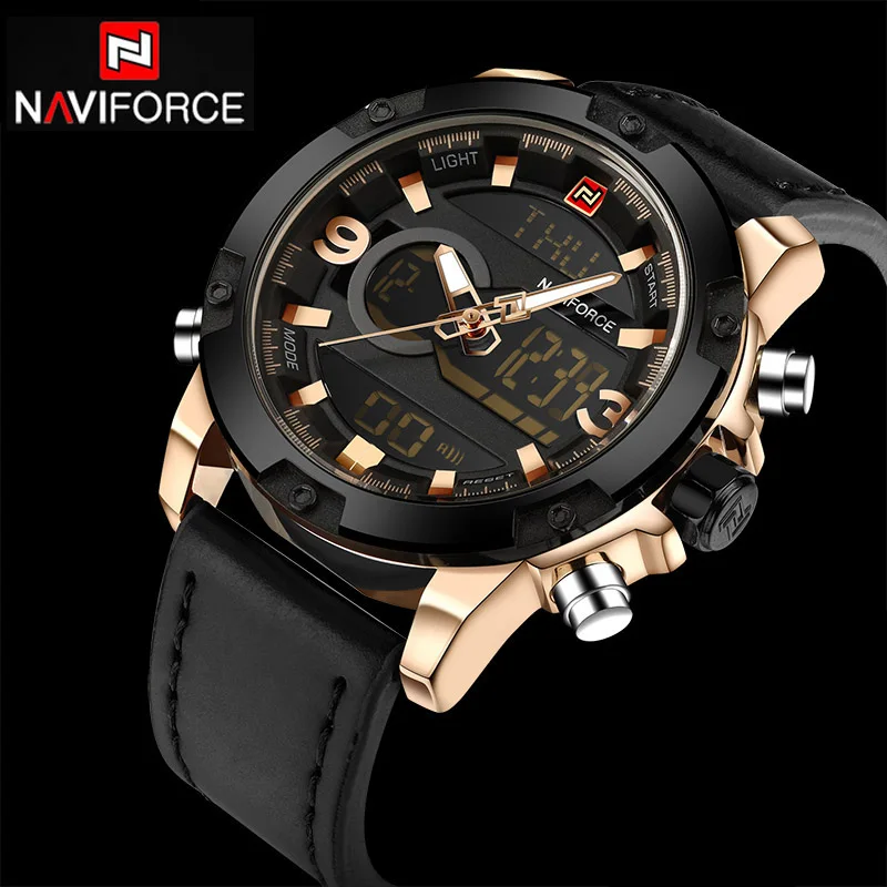 Часы наручные NAVIFORCE Мужские кварцевые люксовые Брендовые спортивные аналоговые
