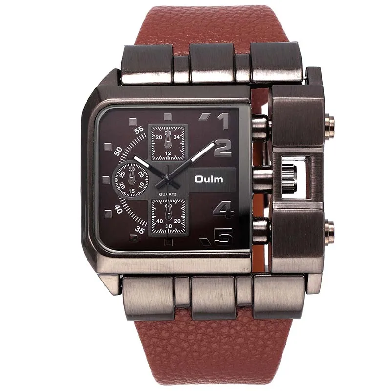 

Luxury Design Oulm Quartz Watch Men's Wrist Watches Fashion Casual Leather Clock erkek saat