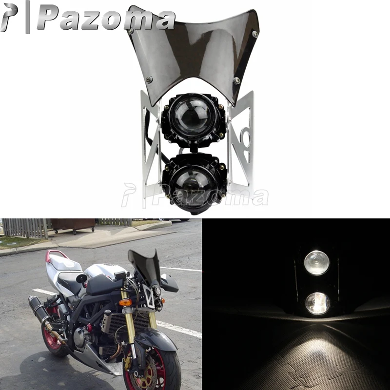 Для Kawasaki Suzuki Honda Yamaha мотоцикл Emark E4 H3 двойная фара с ветровым экраном